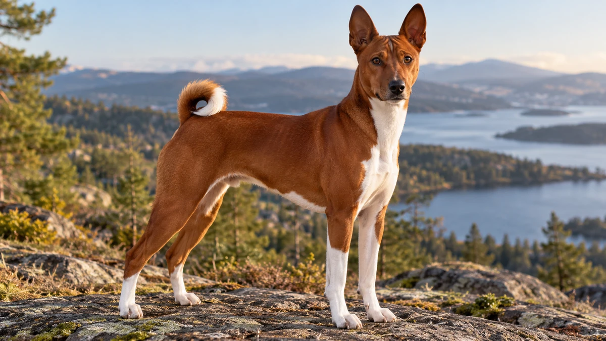 Basenji köpek — koyu kırmızı renk