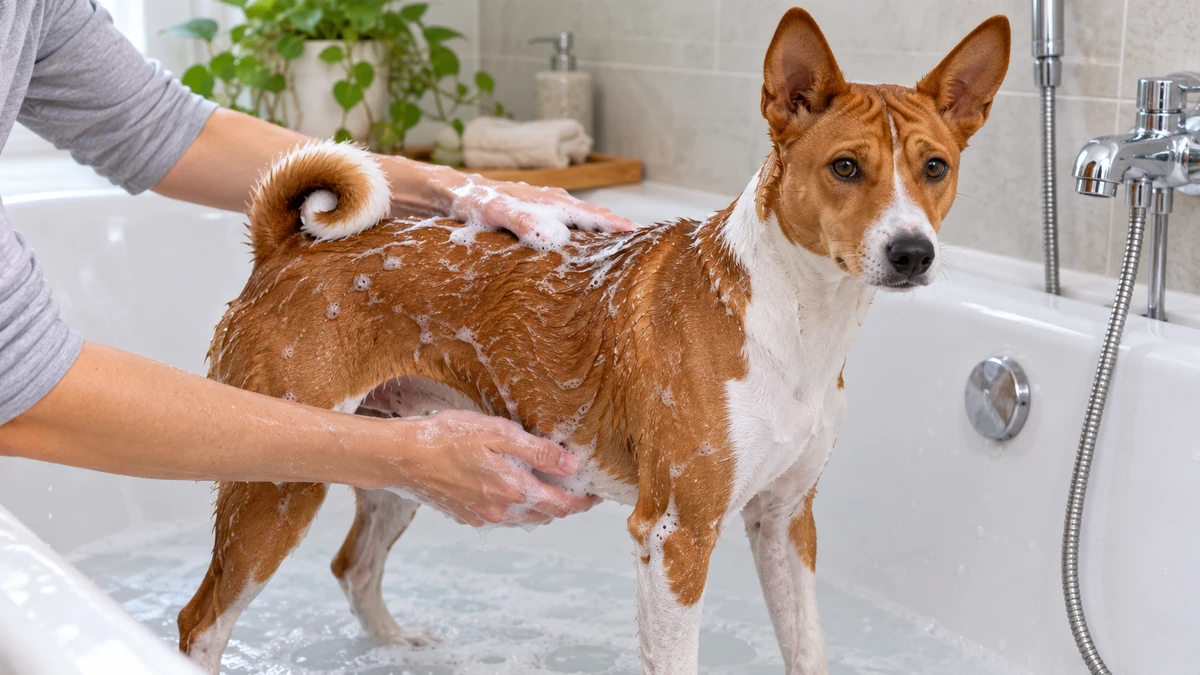 Basenji köpek — banyo ve temizlik