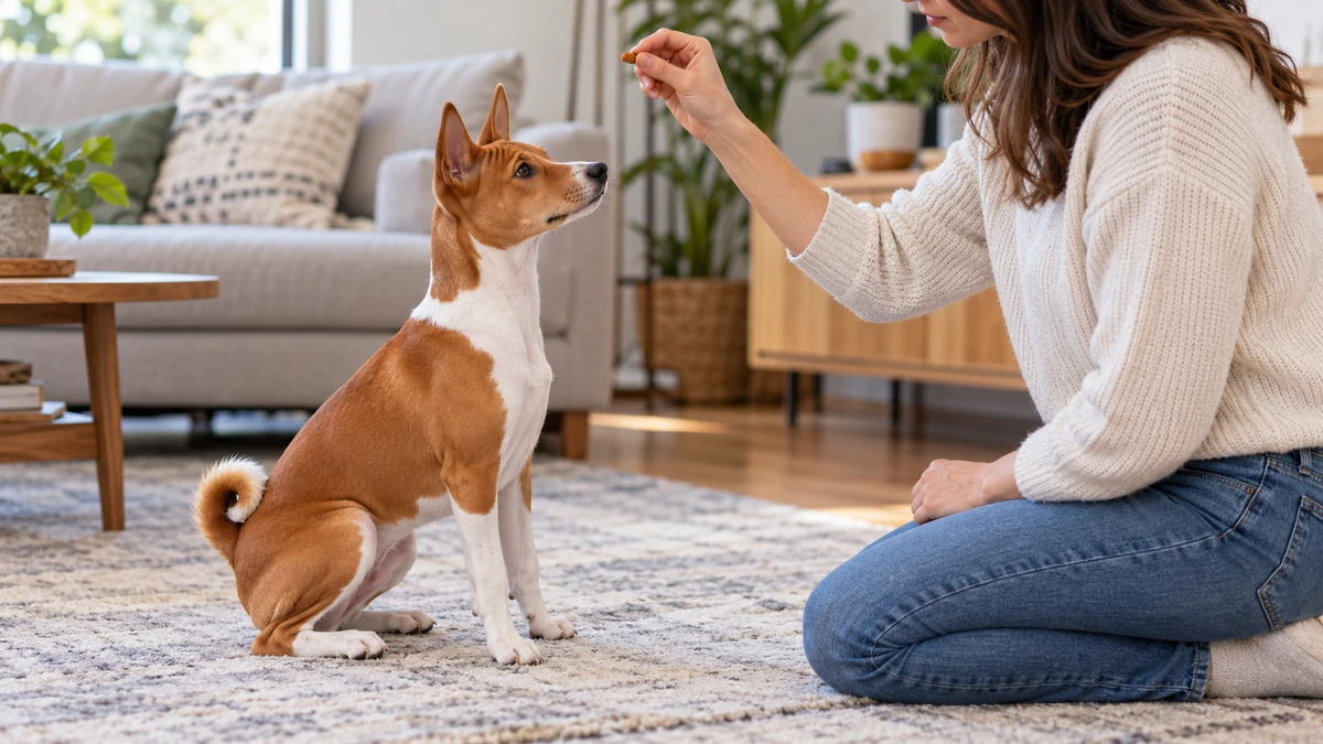 Basenji yavru köpek — komut ve eğitim
