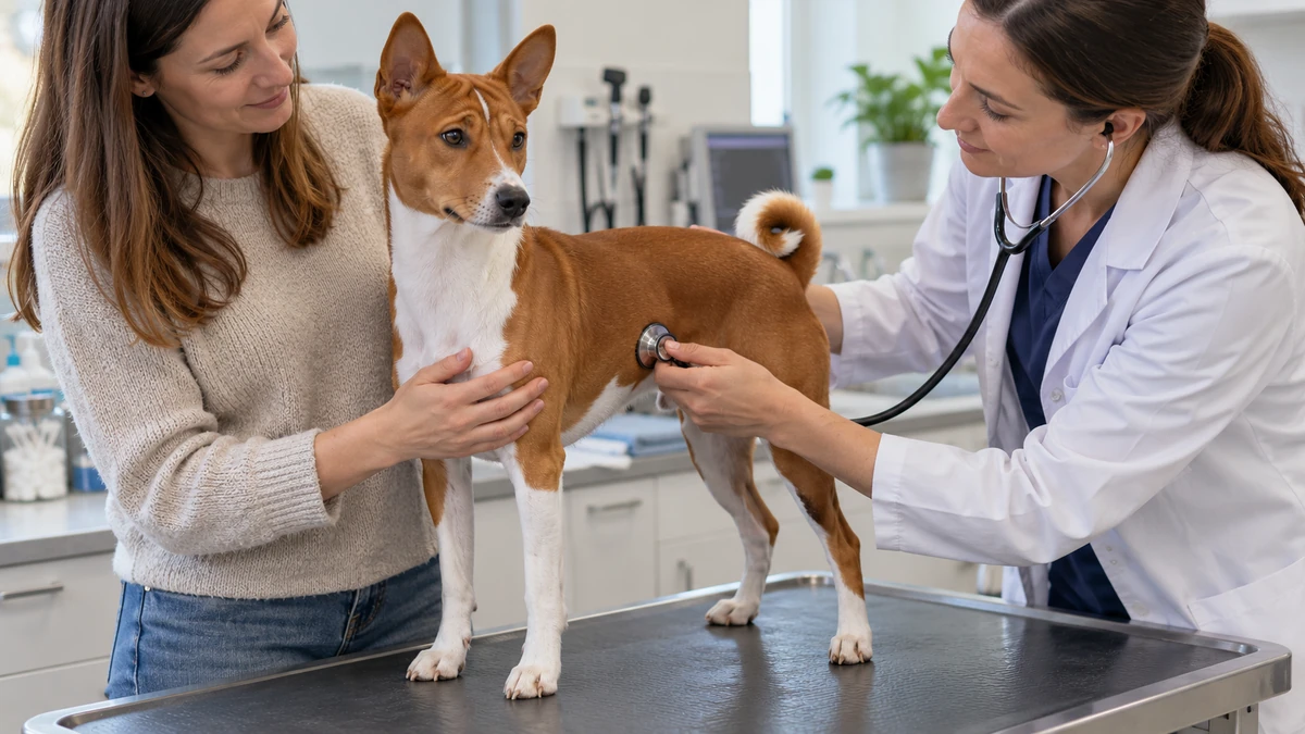 Basenji köpek — veteriner kontrolü